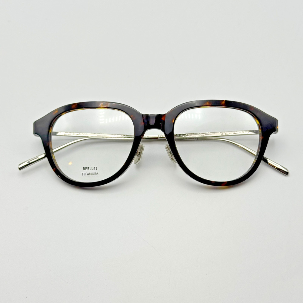 Berluti Eyeglasses Frame BL50014U 052 Havana Round Frame Titanium 51-21-150 NEW